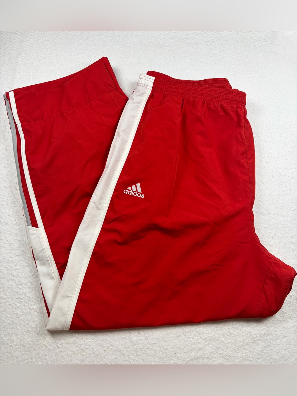 Vintage|‎ Y2K | adidas Red Climaproof Jogger Pants with White Side Stripe XXL